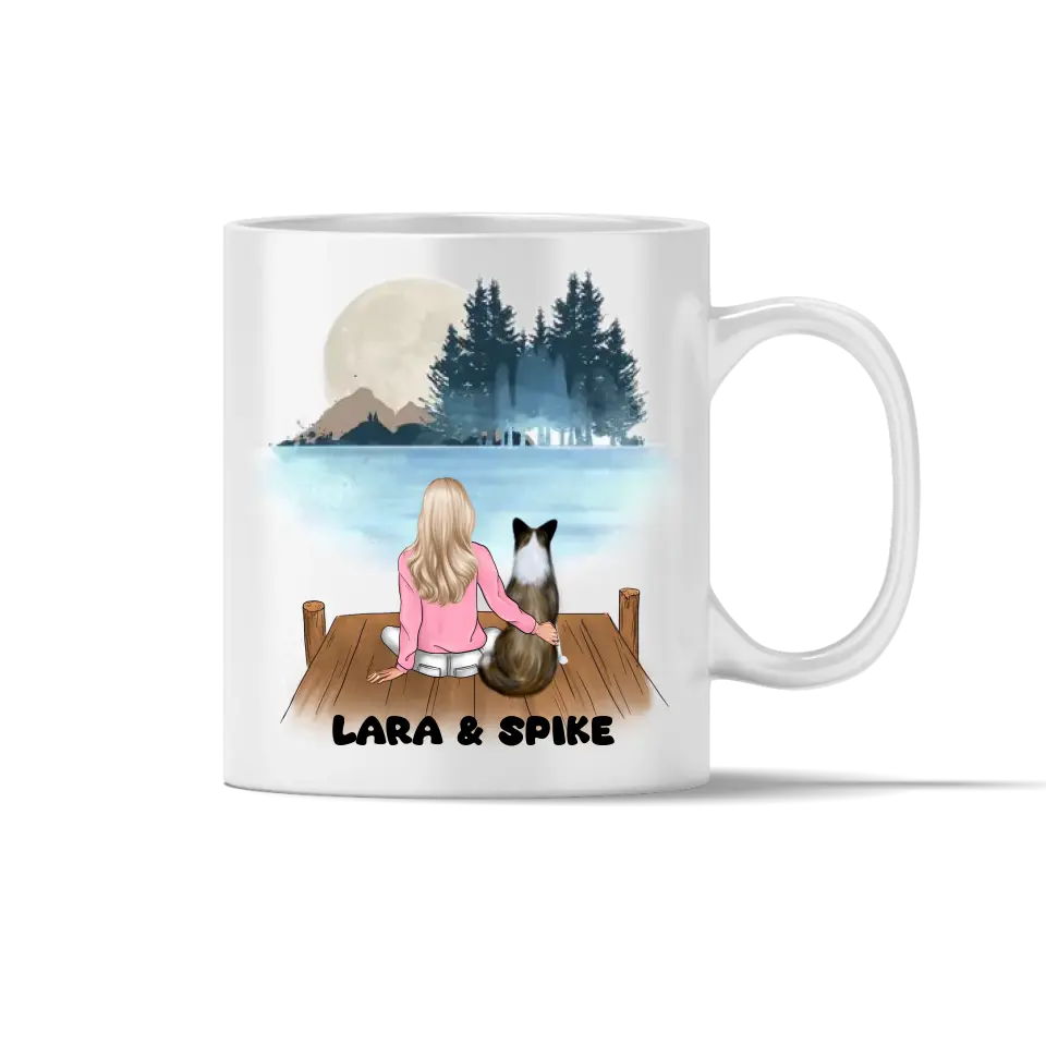 Frau mit Hund - individuelle Tasse