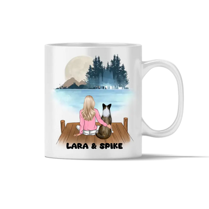 Frau mit Hund - individuelle Tasse