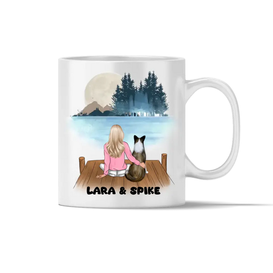 Frau mit Hund - individuelle Tasse