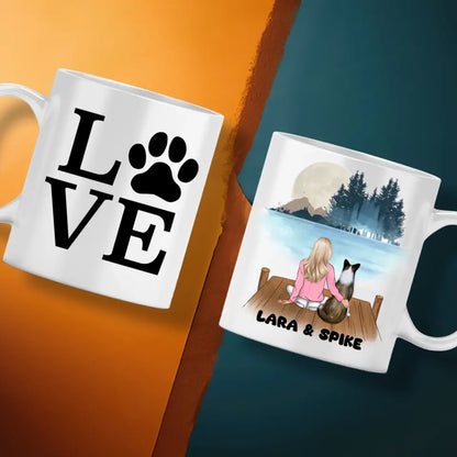 Frau mit Hund - individuelle Tasse