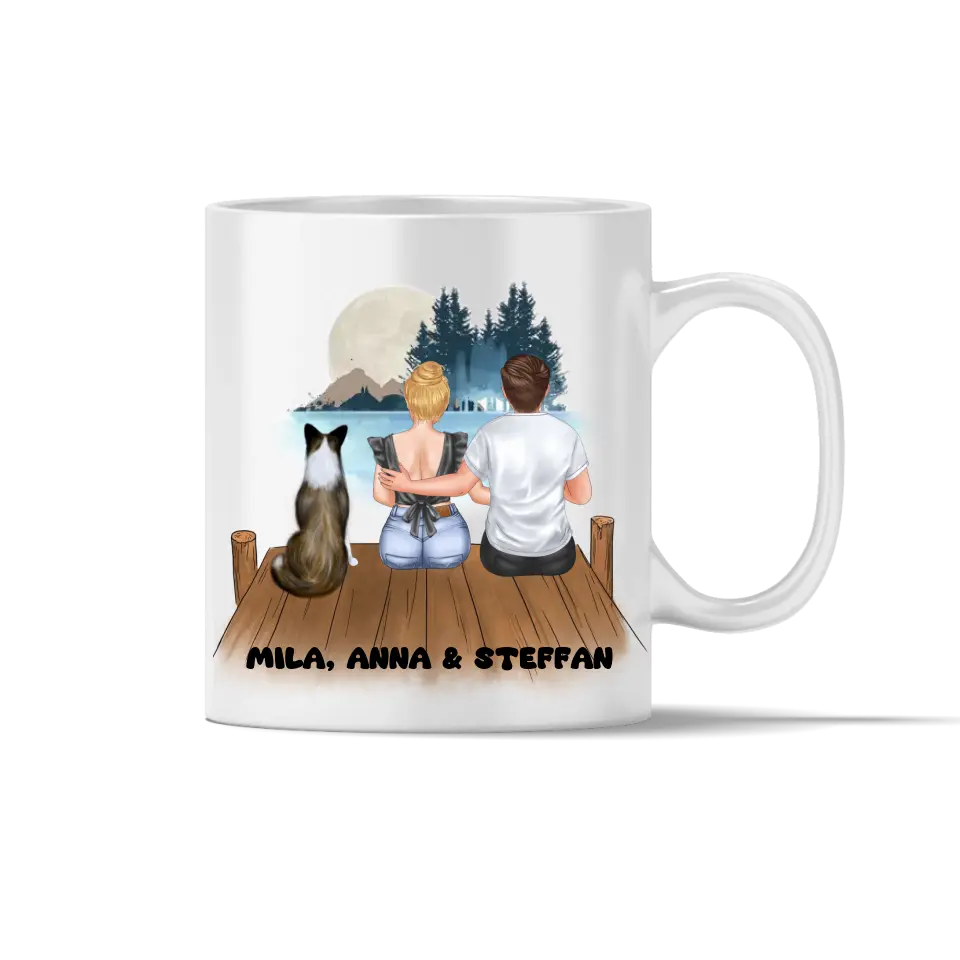 Paar mit Hund - individuelle Tasse