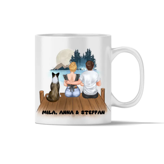 Paar mit Hund - individuelle Tasse