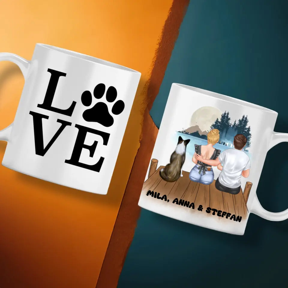 Paar mit Hund - individuelle Tasse